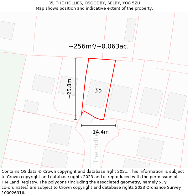 35, THE HOLLIES, OSGODBY, SELBY, YO8 5ZU: Plot and title map