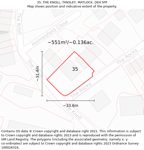 35, THE KNOLL, TANSLEY, MATLOCK, DE4 5FP: Plot and title map