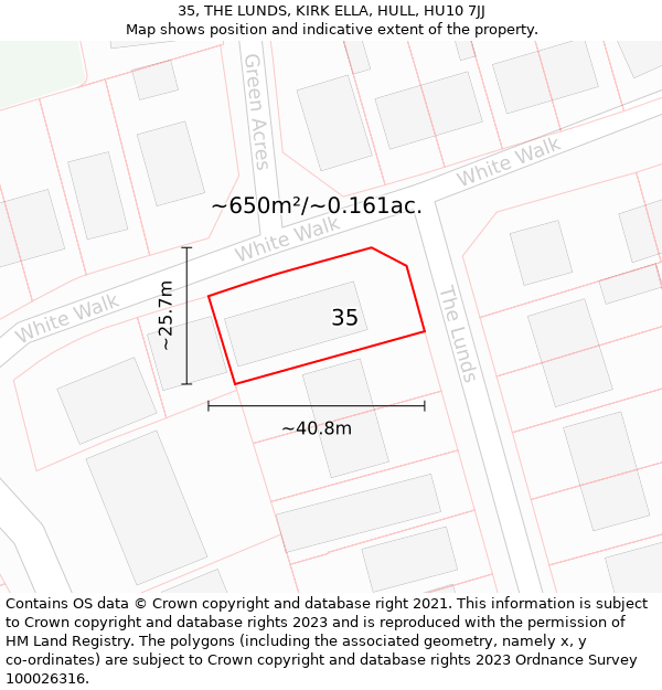 35, THE LUNDS, KIRK ELLA, HULL, HU10 7JJ: Plot and title map