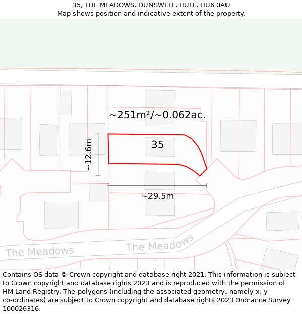 35, THE MEADOWS, DUNSWELL, HULL, HU6 0AU: Plot and title map