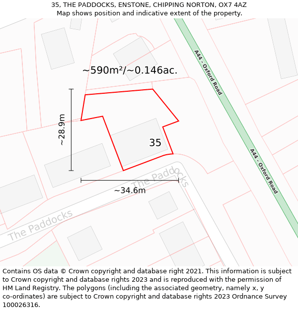 35, THE PADDOCKS, ENSTONE, CHIPPING NORTON, OX7 4AZ: Plot and title map