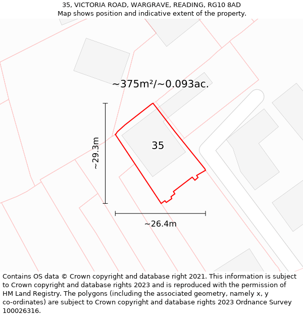 35, VICTORIA ROAD, WARGRAVE, READING, RG10 8AD: Plot and title map