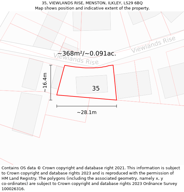 35, VIEWLANDS RISE, MENSTON, ILKLEY, LS29 6BQ: Plot and title map