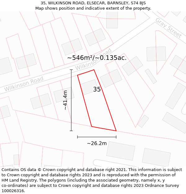 35, WILKINSON ROAD, ELSECAR, BARNSLEY, S74 8JS: Plot and title map