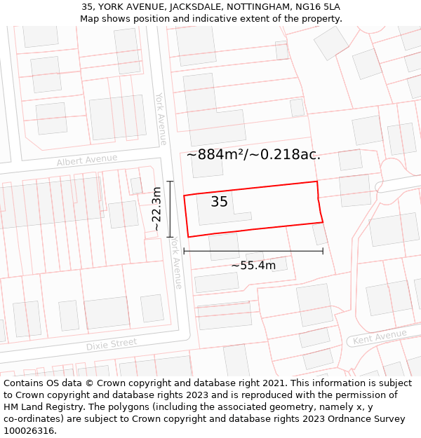 35, YORK AVENUE, JACKSDALE, NOTTINGHAM, NG16 5LA: Plot and title map