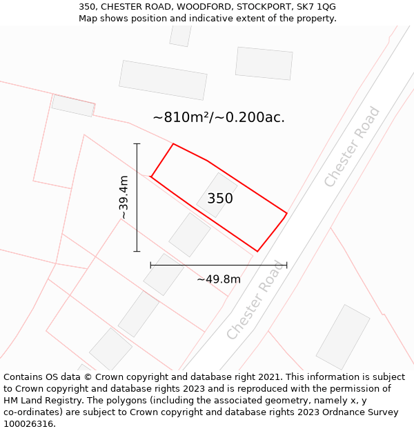 350, CHESTER ROAD, WOODFORD, STOCKPORT, SK7 1QG: Plot and title map