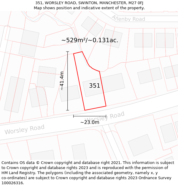 351, WORSLEY ROAD, SWINTON, MANCHESTER, M27 0FJ: Plot and title map