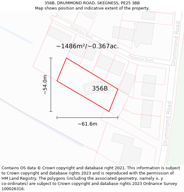 356B, DRUMMOND ROAD, SKEGNESS, PE25 3BB: Plot and title map