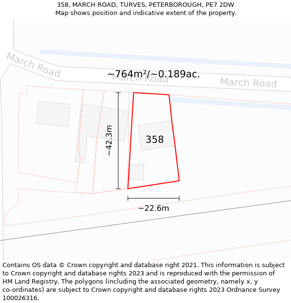 358, MARCH ROAD, TURVES, PETERBOROUGH, PE7 2DW: Plot and title map