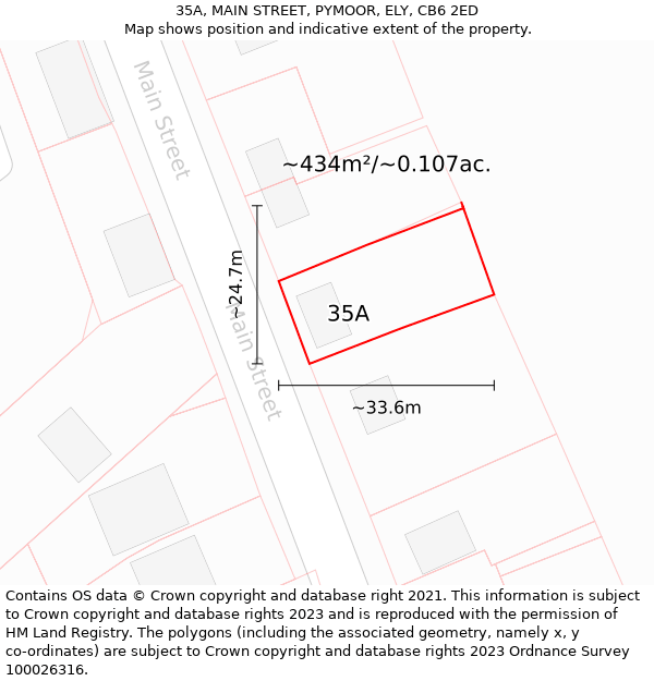 35A, MAIN STREET, PYMOOR, ELY, CB6 2ED: Plot and title map