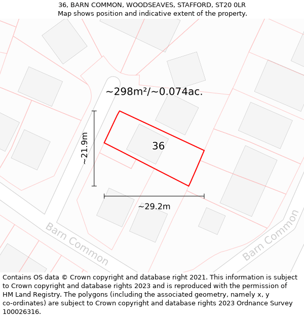 36, BARN COMMON, WOODSEAVES, STAFFORD, ST20 0LR: Plot and title map