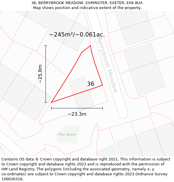 36, BERRYBROOK MEADOW, EXMINSTER, EXETER, EX6 8UA: Plot and title map