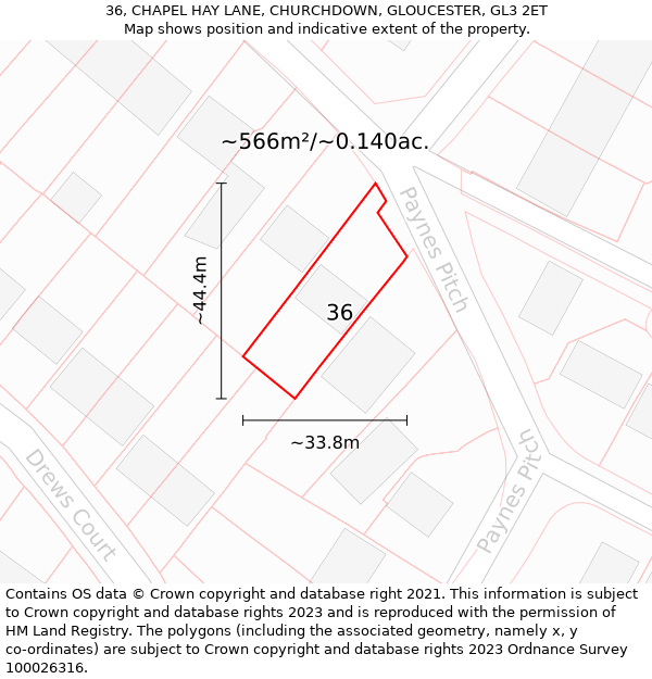 36, CHAPEL HAY LANE, CHURCHDOWN, GLOUCESTER, GL3 2ET: Plot and title map