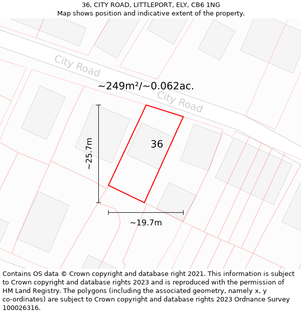 36, CITY ROAD, LITTLEPORT, ELY, CB6 1NG: Plot and title map