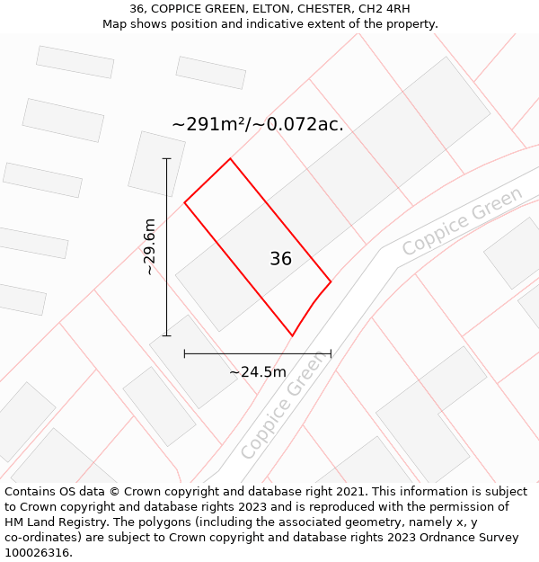 36, COPPICE GREEN, ELTON, CHESTER, CH2 4RH: Plot and title map