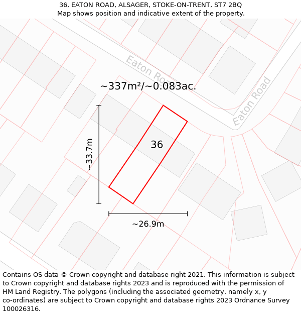 36, EATON ROAD, ALSAGER, STOKE-ON-TRENT, ST7 2BQ: Plot and title map