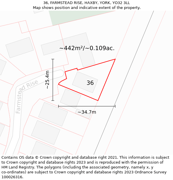 36, FARMSTEAD RISE, HAXBY, YORK, YO32 3LL: Plot and title map