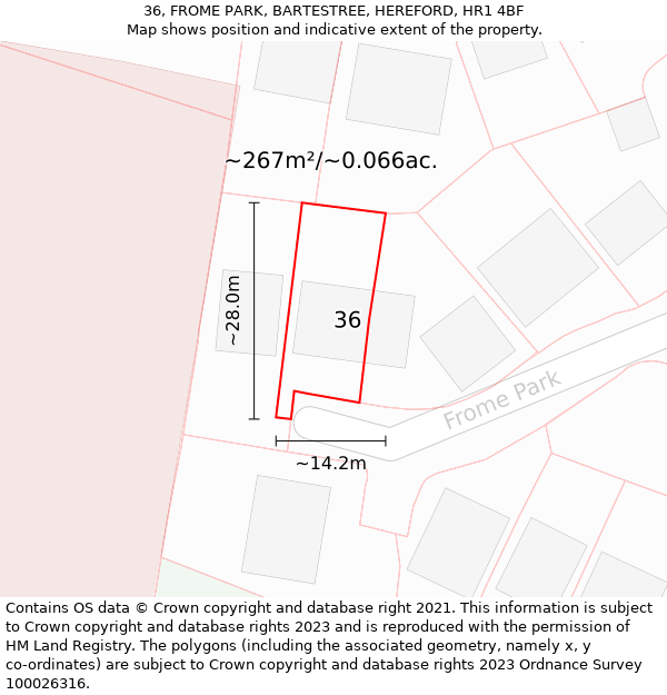 36, FROME PARK, BARTESTREE, HEREFORD, HR1 4BF: Plot and title map