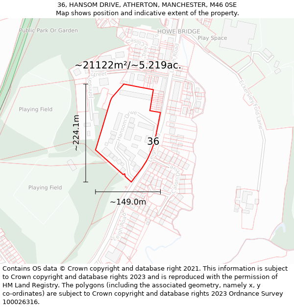 36, HANSOM DRIVE, ATHERTON, MANCHESTER, M46 0SE: Plot and title map