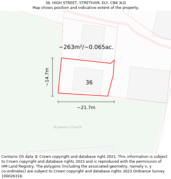 36, HIGH STREET, STRETHAM, ELY, CB6 3LD: Plot and title map