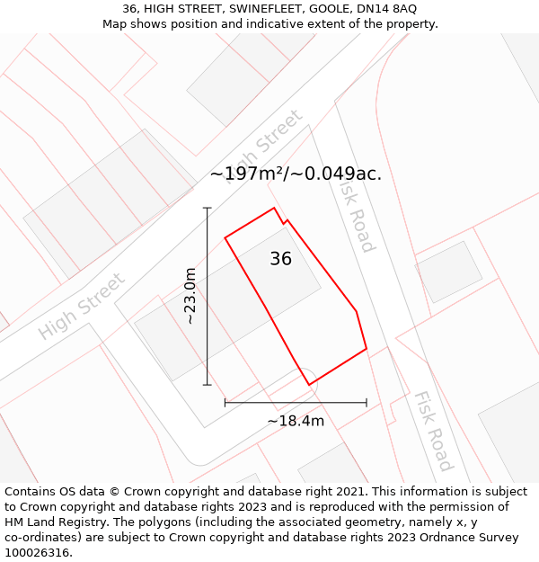 36, HIGH STREET, SWINEFLEET, GOOLE, DN14 8AQ: Plot and title map