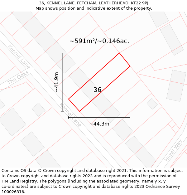 36, KENNEL LANE, FETCHAM, LEATHERHEAD, KT22 9PJ: Plot and title map