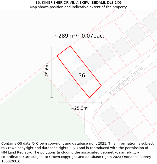 36, KINGFISHER DRIVE, AISKEW, BEDALE, DL8 1XG: Plot and title map