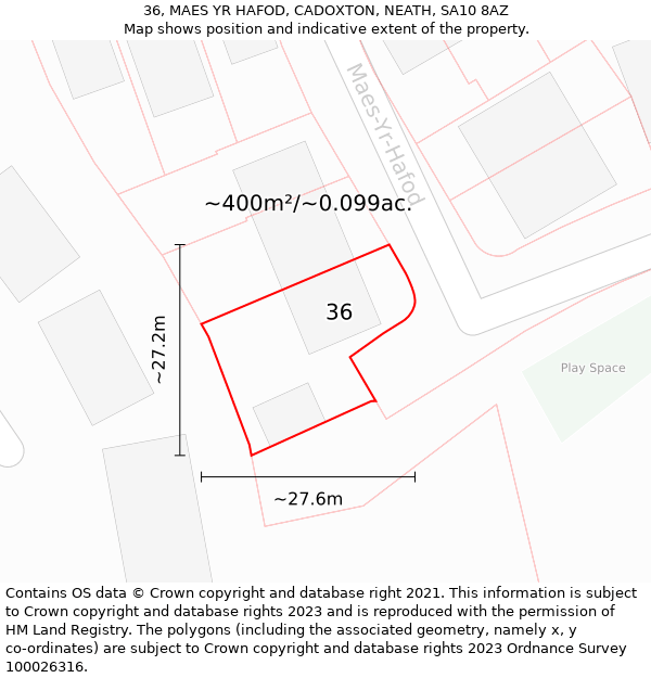 36, MAES YR HAFOD, CADOXTON, NEATH, SA10 8AZ: Plot and title map