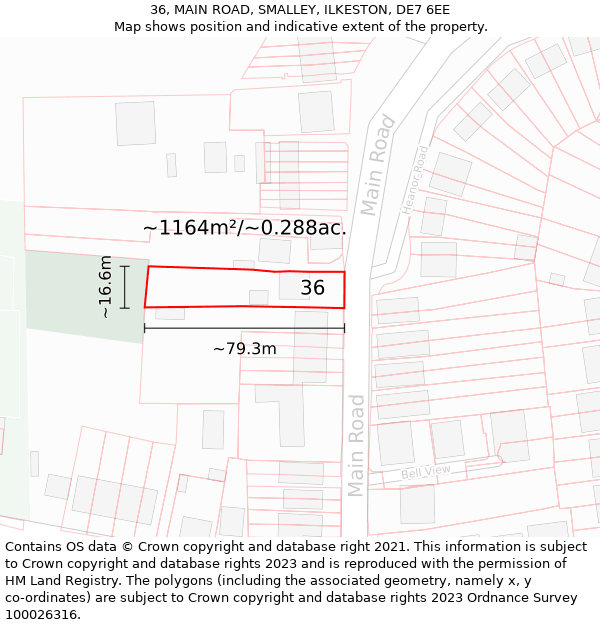 36, MAIN ROAD, SMALLEY, ILKESTON, DE7 6EE: Plot and title map