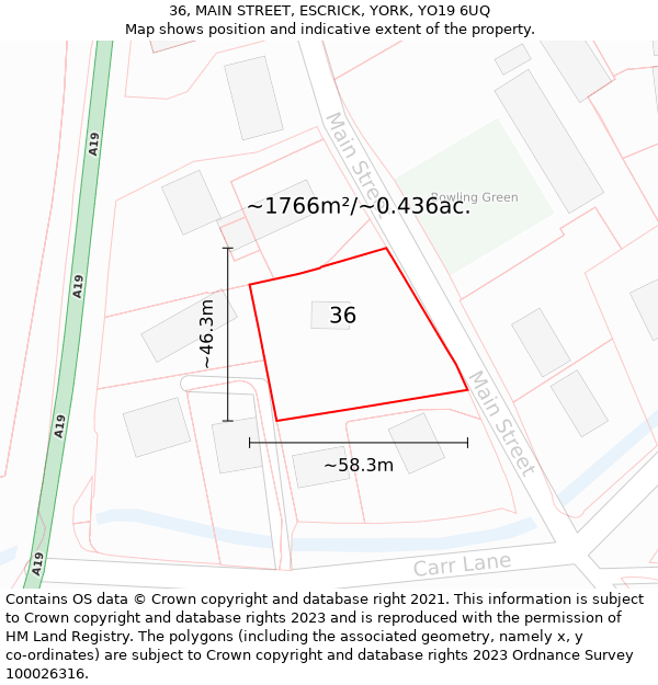 36, MAIN STREET, ESCRICK, YORK, YO19 6UQ: Plot and title map