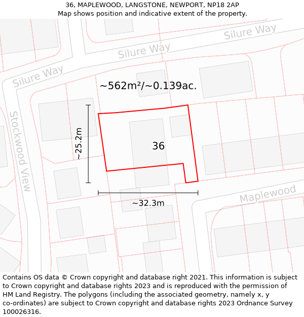 36, MAPLEWOOD, LANGSTONE, NEWPORT, NP18 2AP: Plot and title map