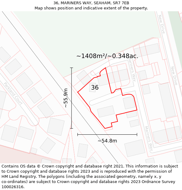 36, MARINERS WAY, SEAHAM, SR7 7EB: Plot and title map