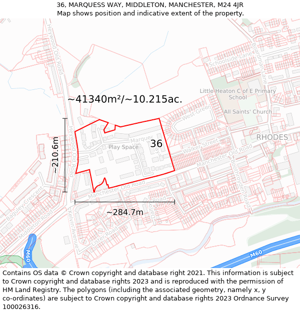 36, MARQUESS WAY, MIDDLETON, MANCHESTER, M24 4JR: Plot and title map