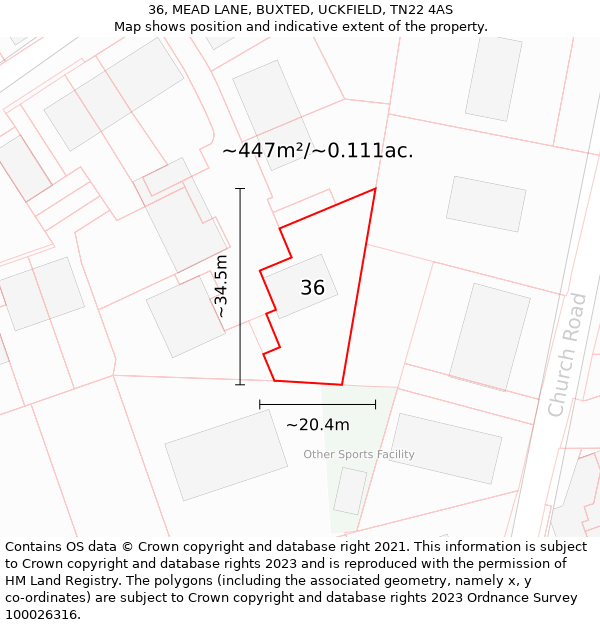 36, MEAD LANE, BUXTED, UCKFIELD, TN22 4AS: Plot and title map