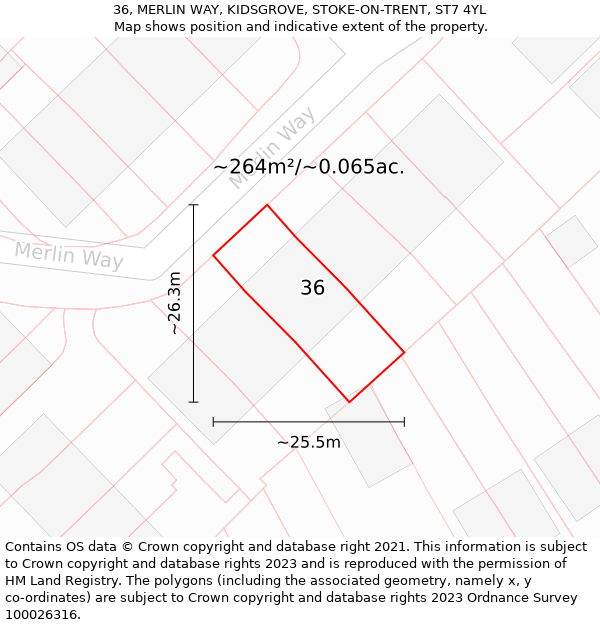 36, MERLIN WAY, KIDSGROVE, STOKE-ON-TRENT, ST7 4YL: Plot and title map