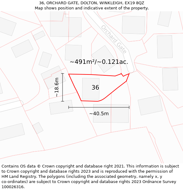 36, ORCHARD GATE, DOLTON, WINKLEIGH, EX19 8QZ: Plot and title map