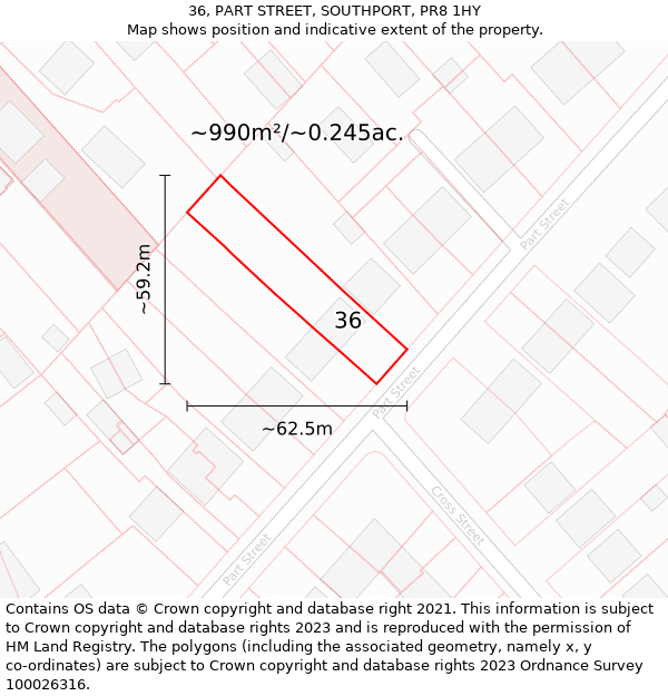 36, PART STREET, SOUTHPORT, PR8 1HY: Plot and title map