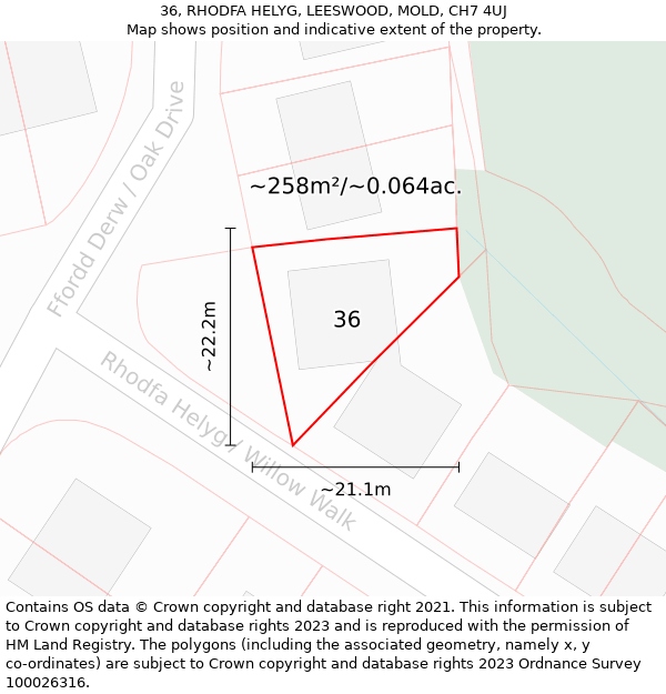 36, RHODFA HELYG, LEESWOOD, MOLD, CH7 4UJ: Plot and title map