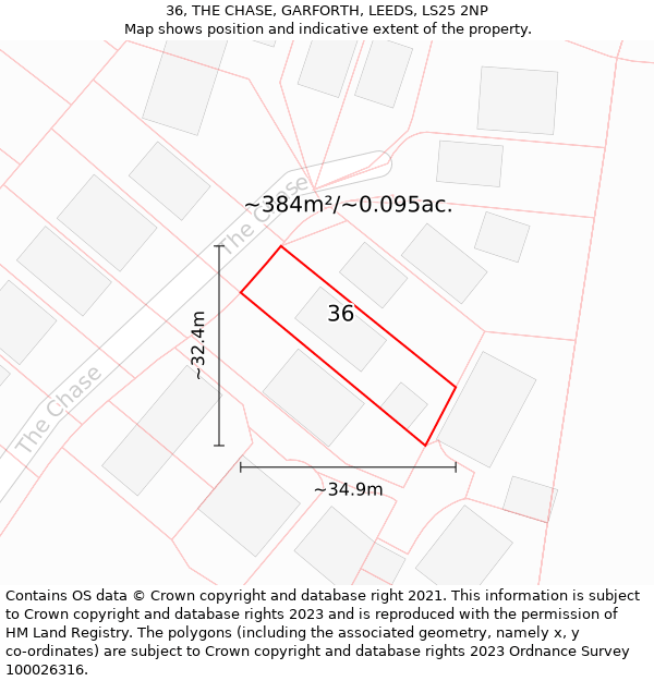36, THE CHASE, GARFORTH, LEEDS, LS25 2NP: Plot and title map