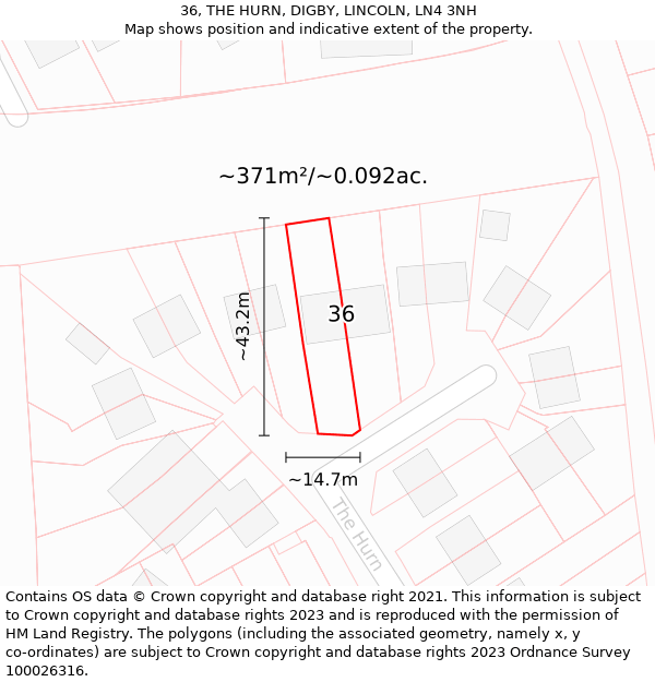 36, THE HURN, DIGBY, LINCOLN, LN4 3NH: Plot and title map