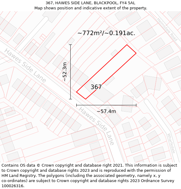 367, HAWES SIDE LANE, BLACKPOOL, FY4 5AL: Plot and title map