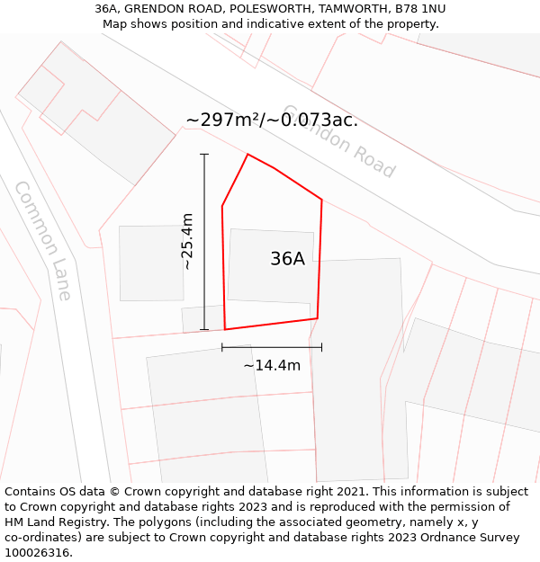 36A, GRENDON ROAD, POLESWORTH, TAMWORTH, B78 1NU: Plot and title map