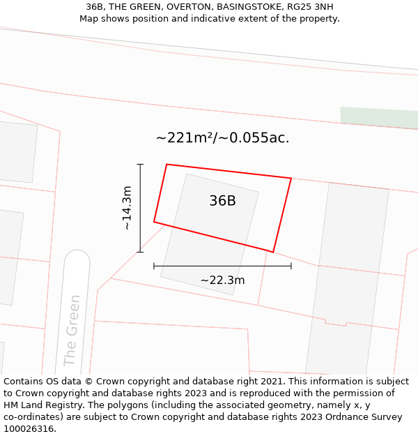 36B, THE GREEN, OVERTON, BASINGSTOKE, RG25 3NH: Plot and title map