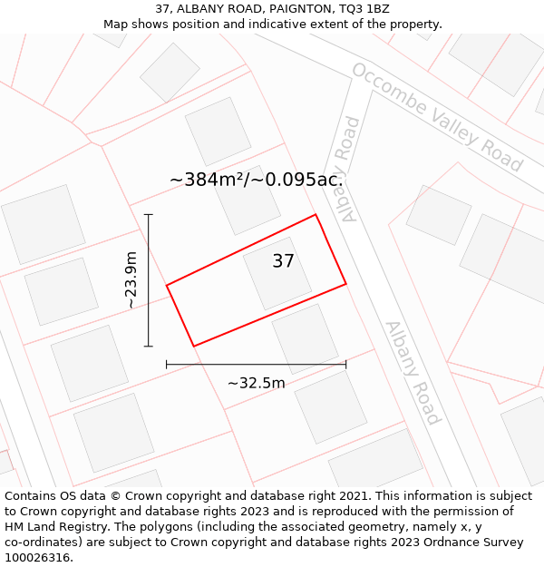 37, ALBANY ROAD, PAIGNTON, TQ3 1BZ: Plot and title map
