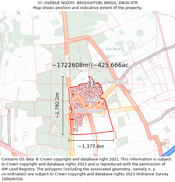 37, AVENUE NOZAY, BROUGHTON, BRIGG, DN20 0TR: Plot and title map