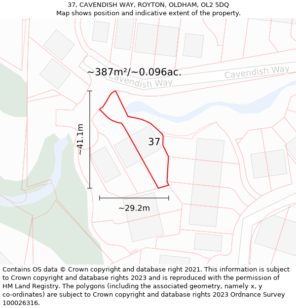 37, CAVENDISH WAY, ROYTON, OLDHAM, OL2 5DQ: Plot and title map