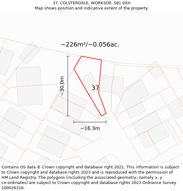 37, COLSTERDALE, WORKSOP, S81 0XH: Plot and title map