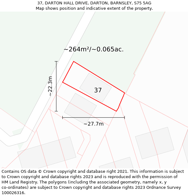 37, DARTON HALL DRIVE, DARTON, BARNSLEY, S75 5AG: Plot and title map