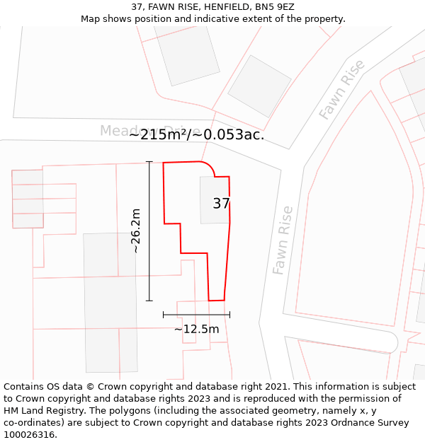 37, FAWN RISE, HENFIELD, BN5 9EZ: Plot and title map