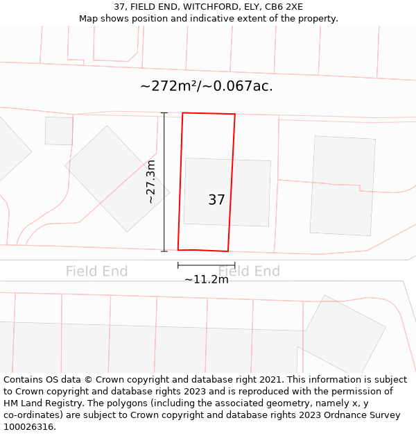 37, FIELD END, WITCHFORD, ELY, CB6 2XE: Plot and title map